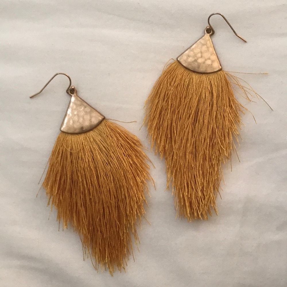 mustard tassel earrings